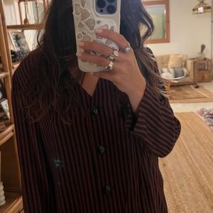 Striped loose fitting blazer